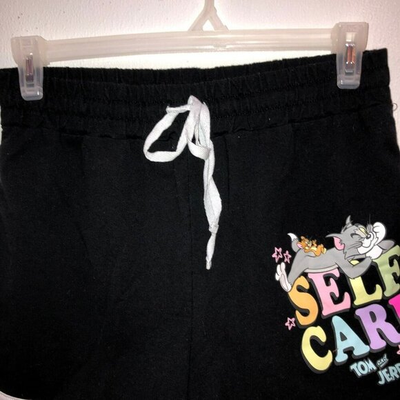 Tom and Jerry Womens Size XL Black Self Care Drawstring Dolphin Shorts - Picture 6 of 10